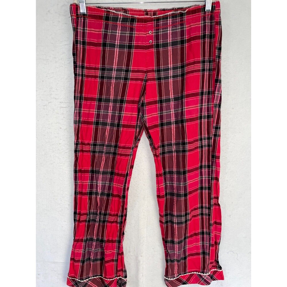 Victoria Secret pajama pants sz M women's cotton flannel red blue plaid